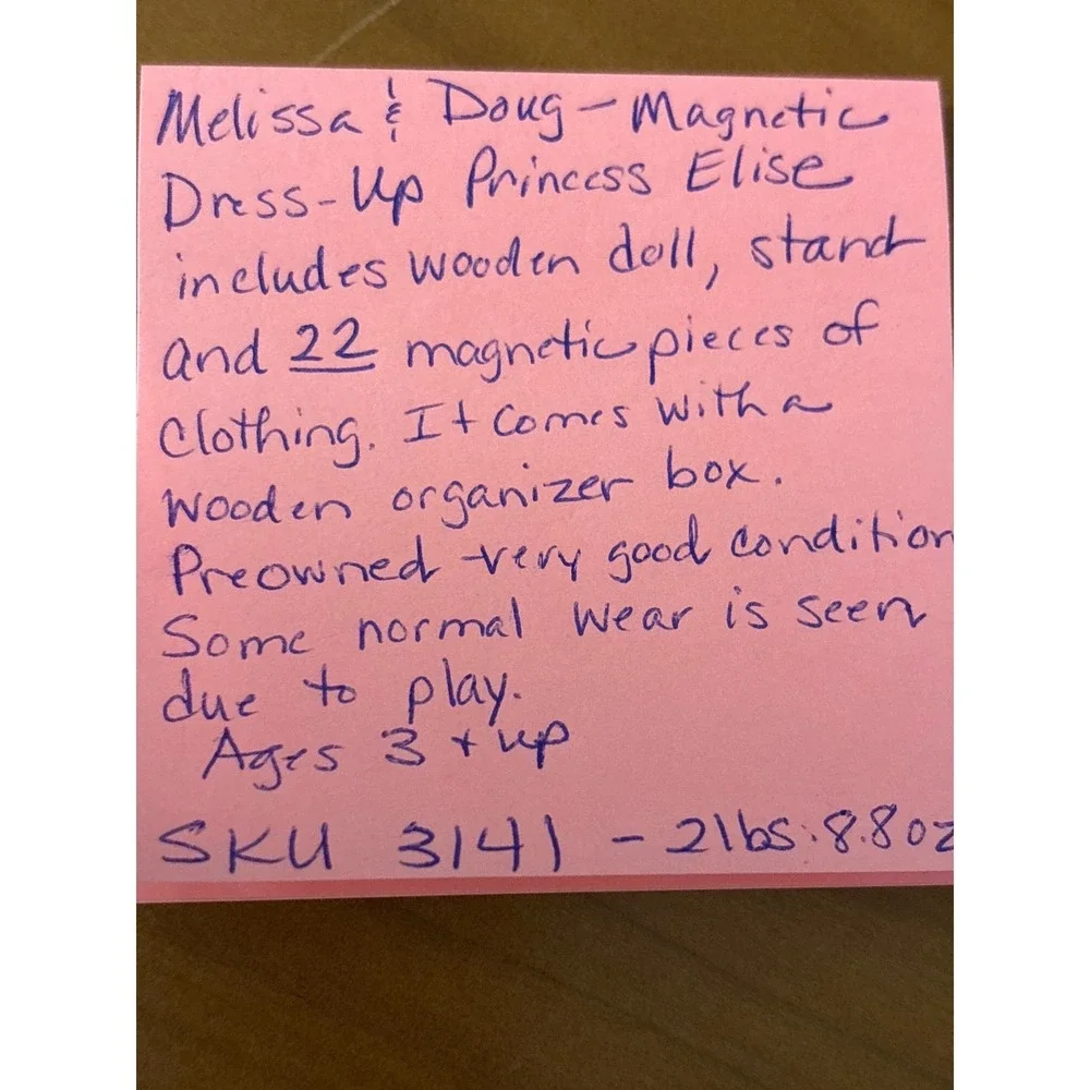 Melissa & Doug Magnetic Dress-Up Princess Elise Wood Multicolor  7 outfits Good!